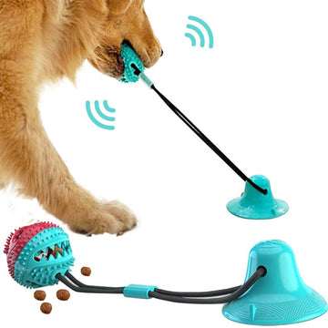 Silicon Suction Cup Tug Interactive Dog Ball Toy - Pet Chew, Bite, And Tooth Cleaning Features to Improve Oral Hygiene