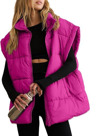 Women's Solid Colour Zipper Pocket Cotton-Padded Vest Coat - Stand Collar Temperament Commute Coat