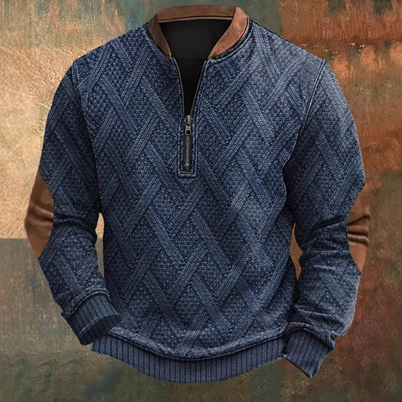 Autumn & Winter Digital Printing Half Zipper Warm Sweater For Men