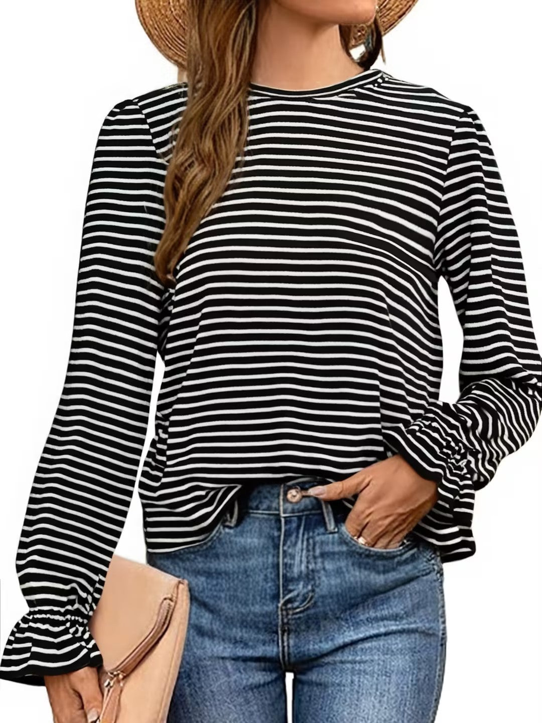 Women's Long-Sleeved Winter Base With Striped Square Collar