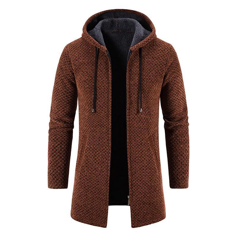 Men's Plush Thickened Medium Long Coat