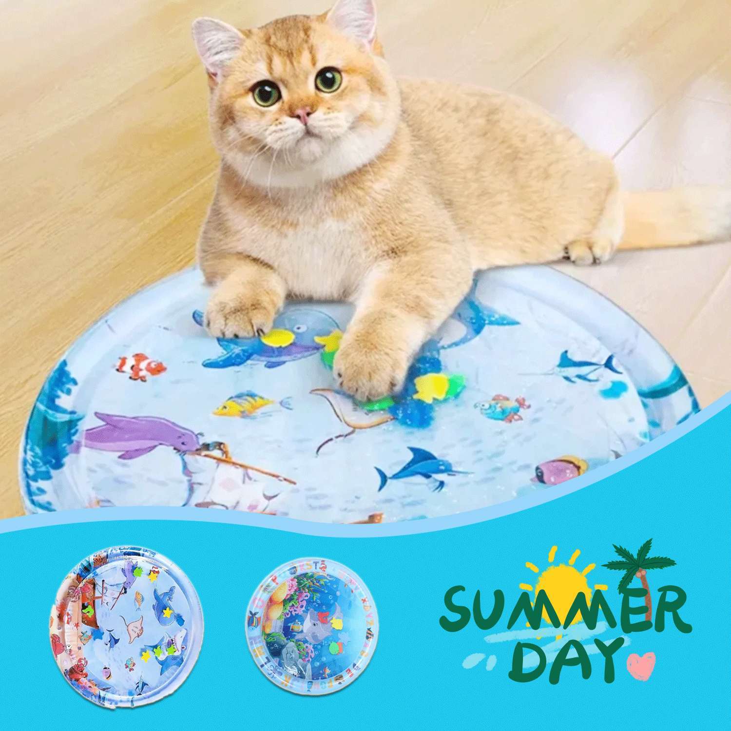 Summer Cooling Pet Water Bed With Cushion Ice Pad - Suitable For Summer Dog And Cat Sleeping Square Mat