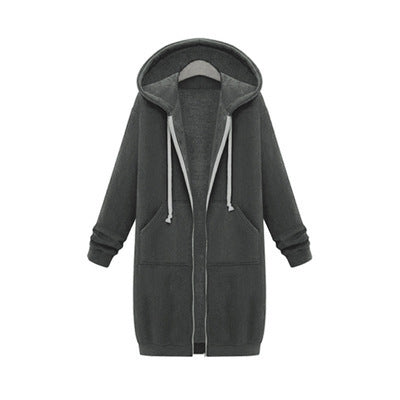 Women's Hooded Long Sleeve Sweater - Fleece Long Jacket