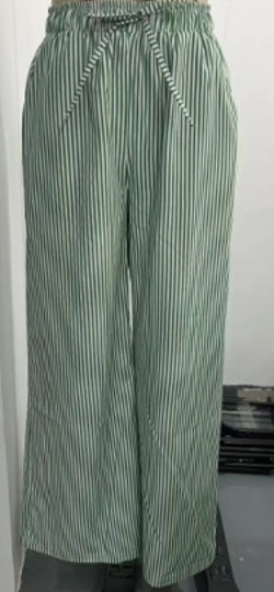 Thin Striped Wide-Leg Pants