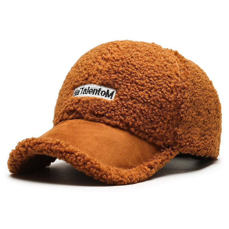 Autumn & Winter Colour Matching Fashion Cap -  All-Match Plush Warm Peaked Cap