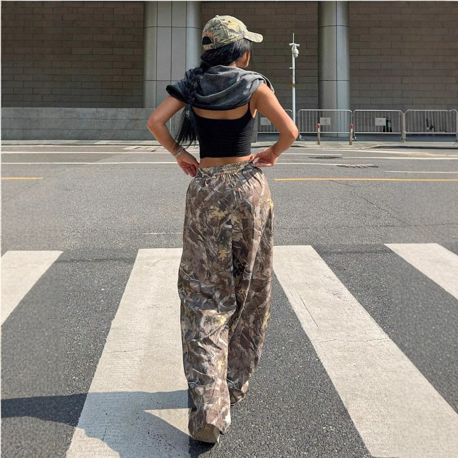 Slimming Casual Pants Hip Hop Retro Street Multi-Pocket Camouflage Cargo Pants - Hip-Hop Cargo Grunge Baggy Trousers For Women
