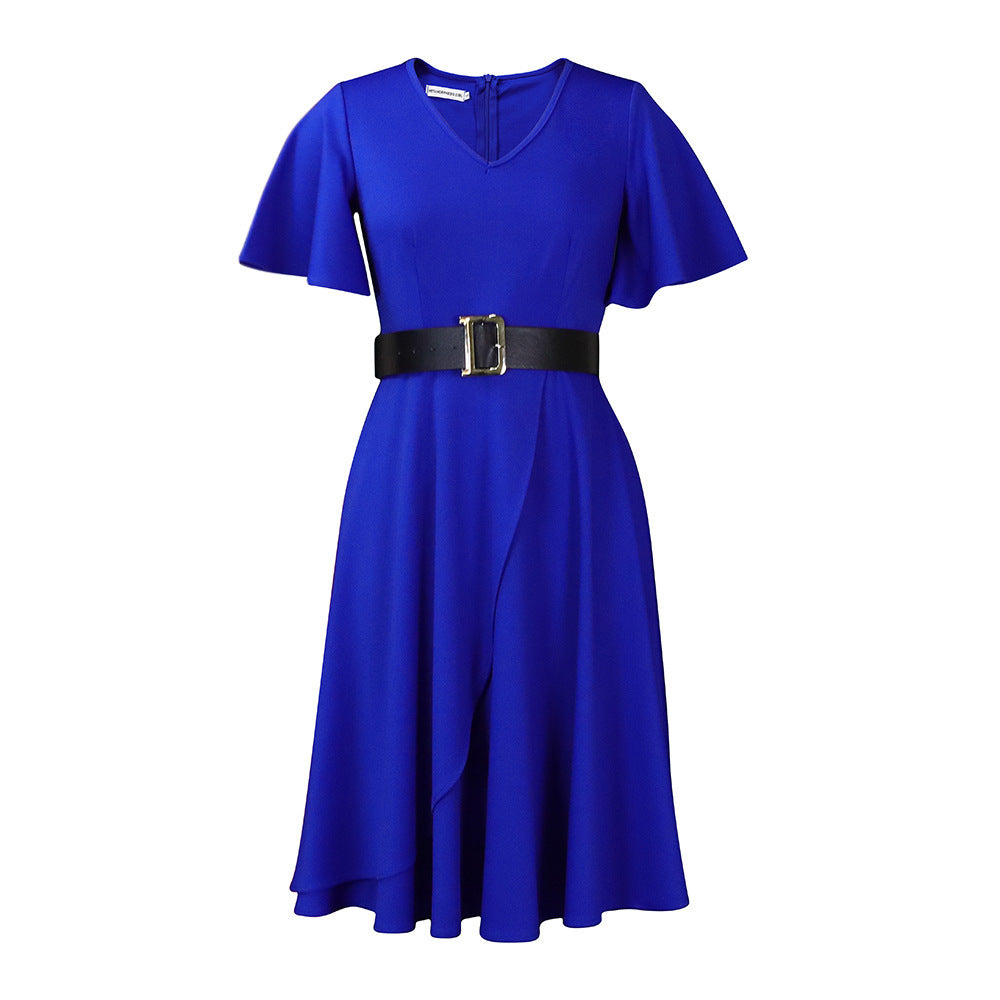 Women's Flared Sleeves Solid Colour Plus Size Dress