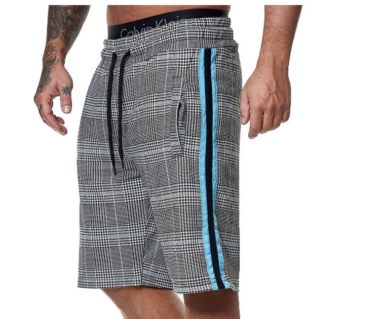 Check Striped Fashion Slim Shorts - Beach Pants For Men