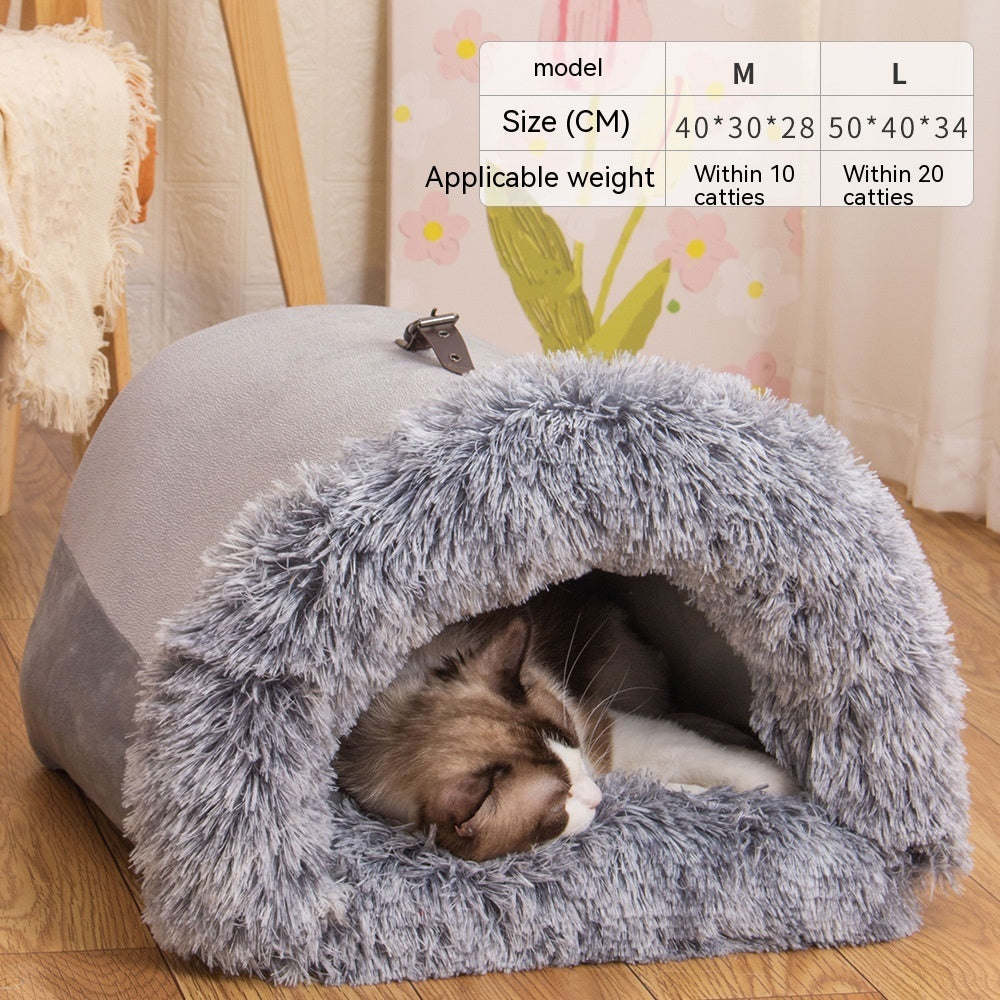 Splice Portable Pet Warm Nest For Autumn And Winter - Moisture-Proof Long Fur Cat And Dog Nest