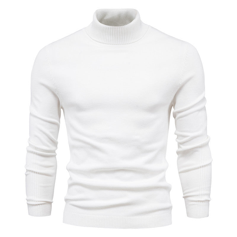 Winter Turtleneck Sweater Solid Colour Slim Fit - Pullover & Knitted Top For Men