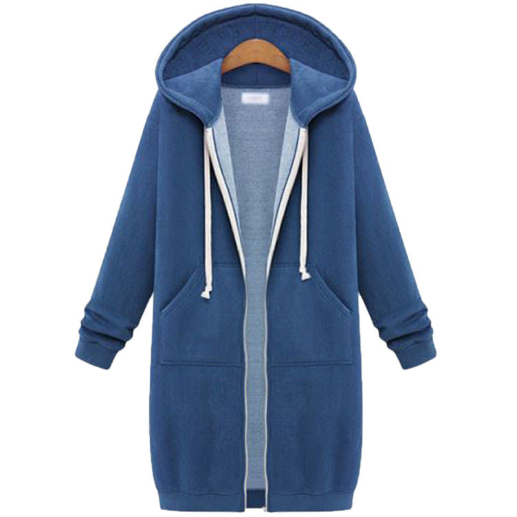 Women's Hooded Long Sleeve Sweater - Fleece Long Jacket