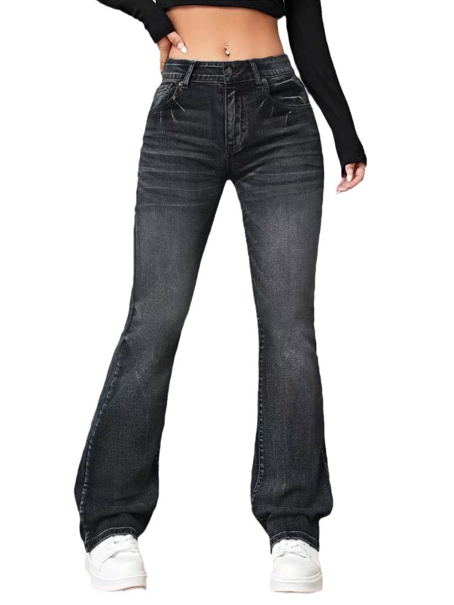 Women's Denim High Waist Loose And Slimming Bootcut Trousers