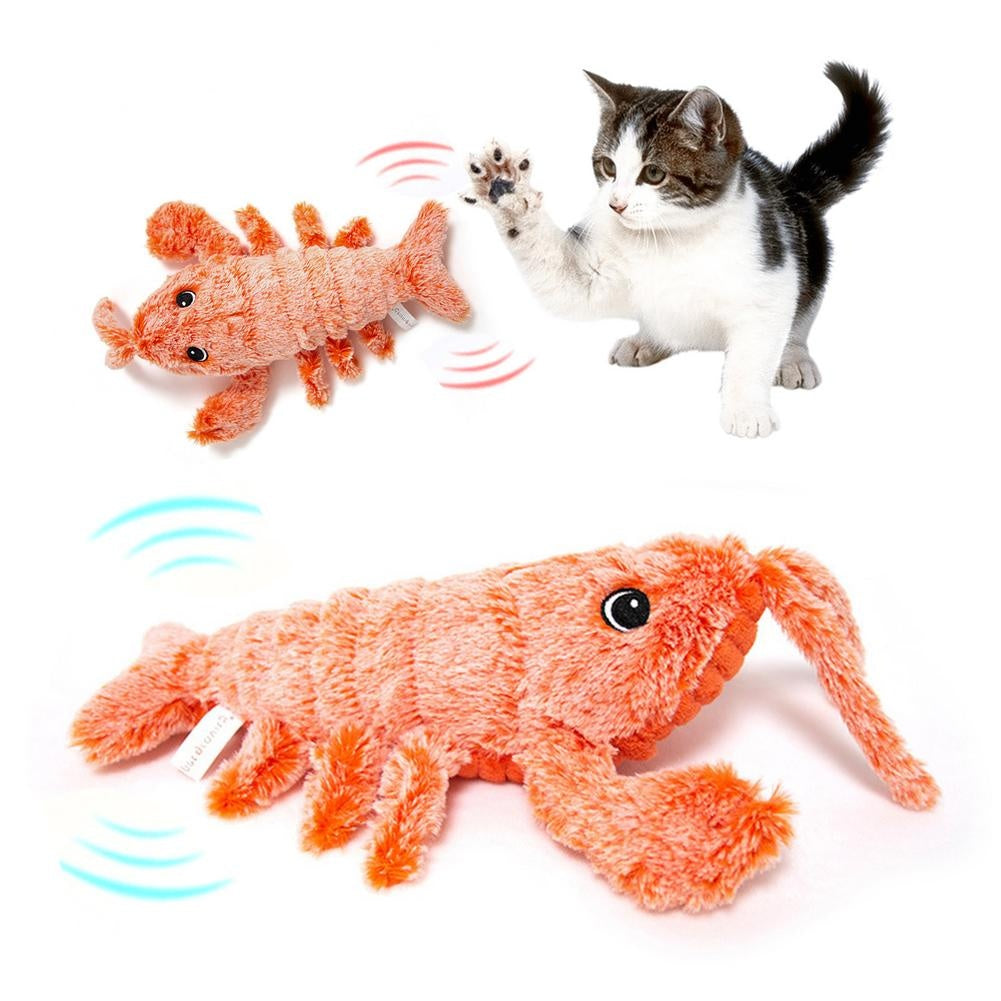 USB Charging Electric Jumping Shrimp Pet Toys - Simulation Lobster Funny Cat Plush