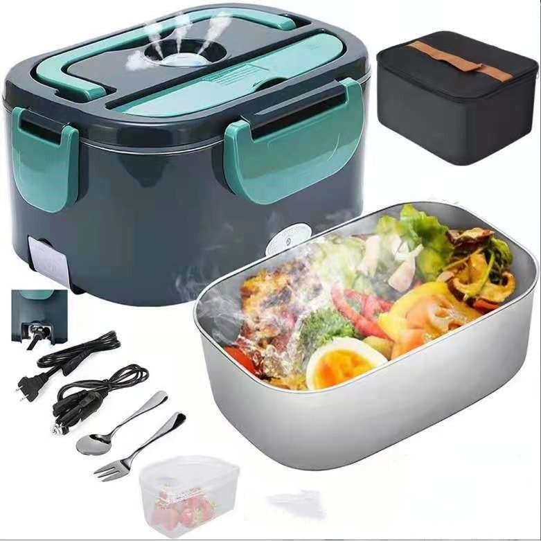 Large Capacity Heated Electric Lunch Box - Stainless Steel Insulated Car Bento Box