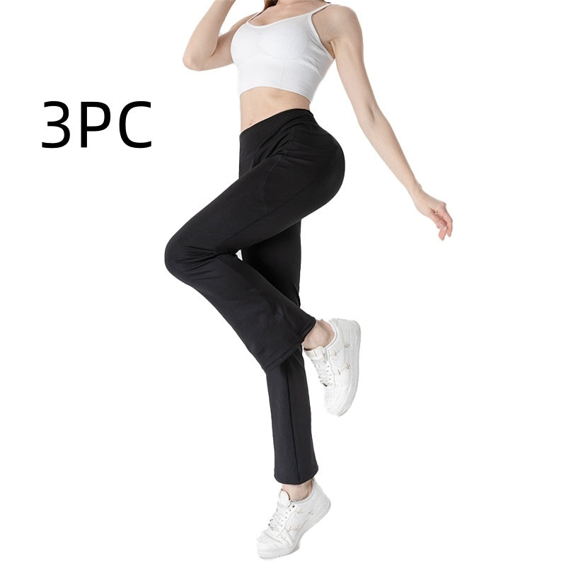 Ladies Mid Waist Abdominal-Shaping Slimming Cropped Pants - Casual Pocket Bootcut Trousers
