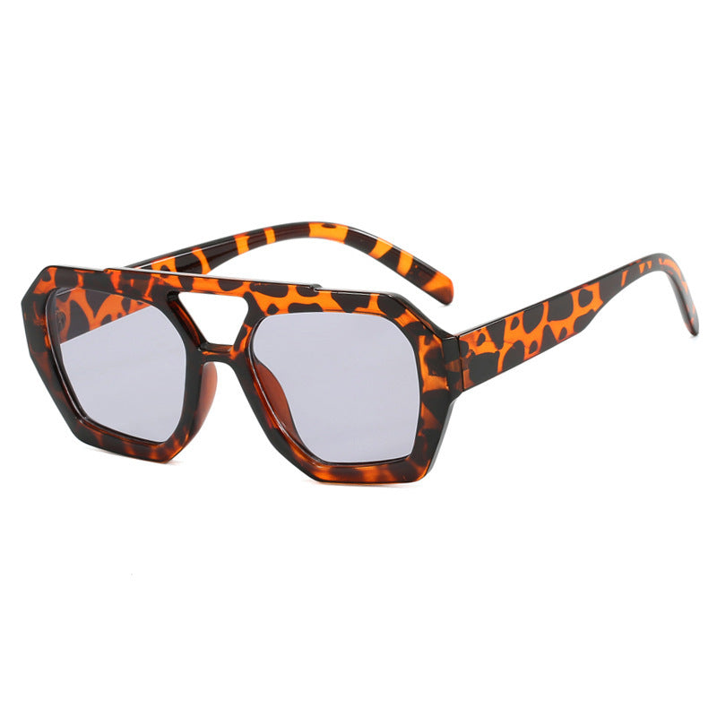 Ins Big Frame Leopard Sunglasses And Summer Sunshade - Beach Vacation Glasses For Women