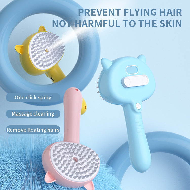 Multifunctional Pet Grooming Hair Cleaning Brush With Mist - Rechargeable Self Cleaning Slicker Brush For Dogs & Cats