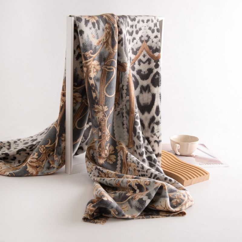 Women's Leopard Print Artificial Warm Cashmere Winter Scarf