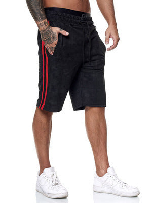 Check Striped Fashion Slim Shorts - Beach Pants For Men