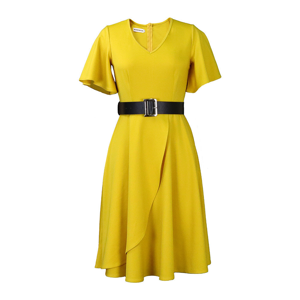 Women's Flared Sleeves Solid Colour Plus Size Dress